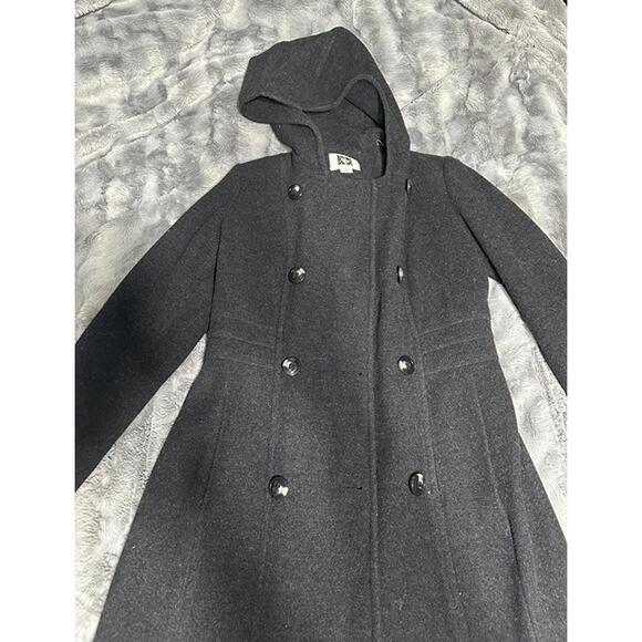 Anne Klein Jackets & Blazers - Anne Klein Wool Blend Long Hooded Peacoat – Size 0, Charcoal Gray